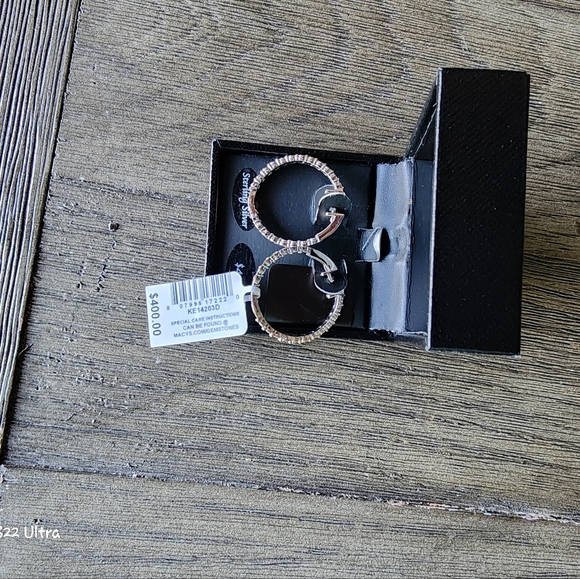 SOLD. DIAMOND HOOP EARRINGS - Picture 3 of 8